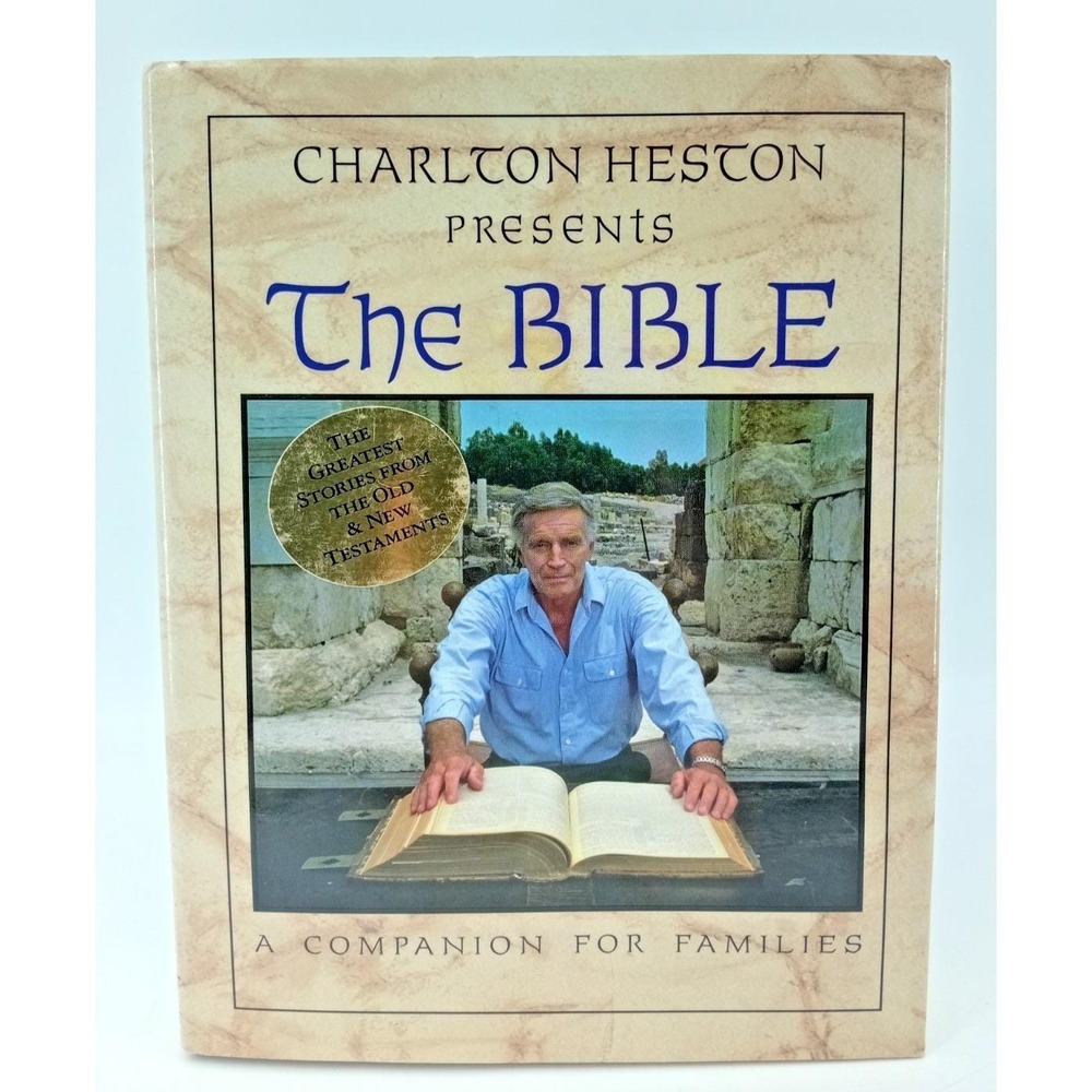Charlton Heston Presents The Bible 1997 Illustrated Hardcover Religious Book VG